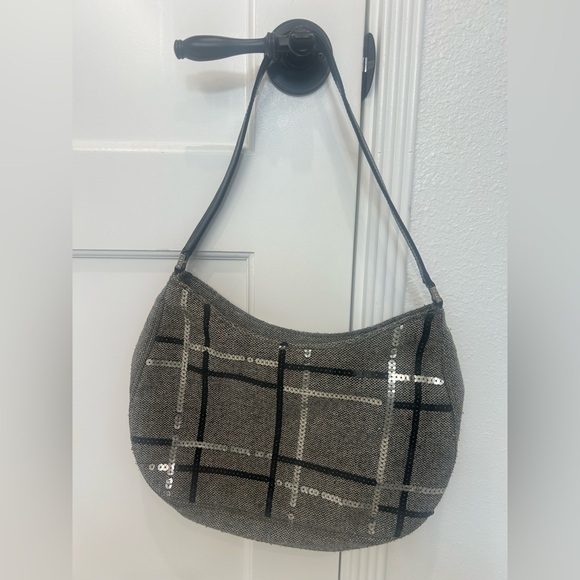 Rafe Y2K Tweed Plaid Sequin Hobo Shoulder Bag - Picture 3 of 7